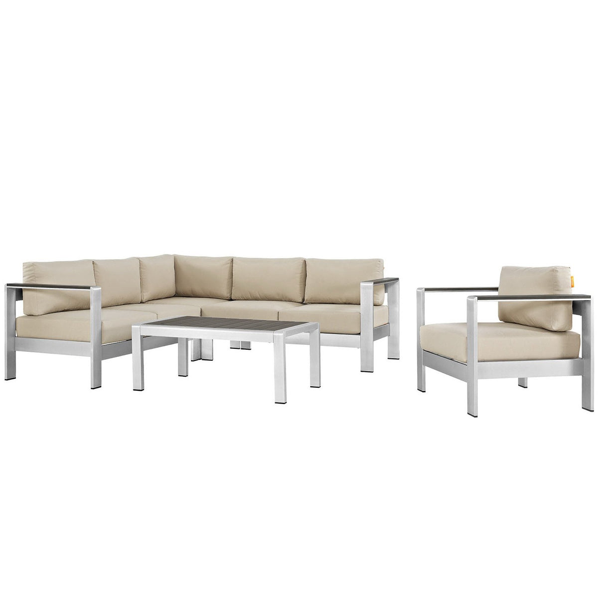 Shore 5 Piece Outdoor Aluminum Sectional Sofa Set