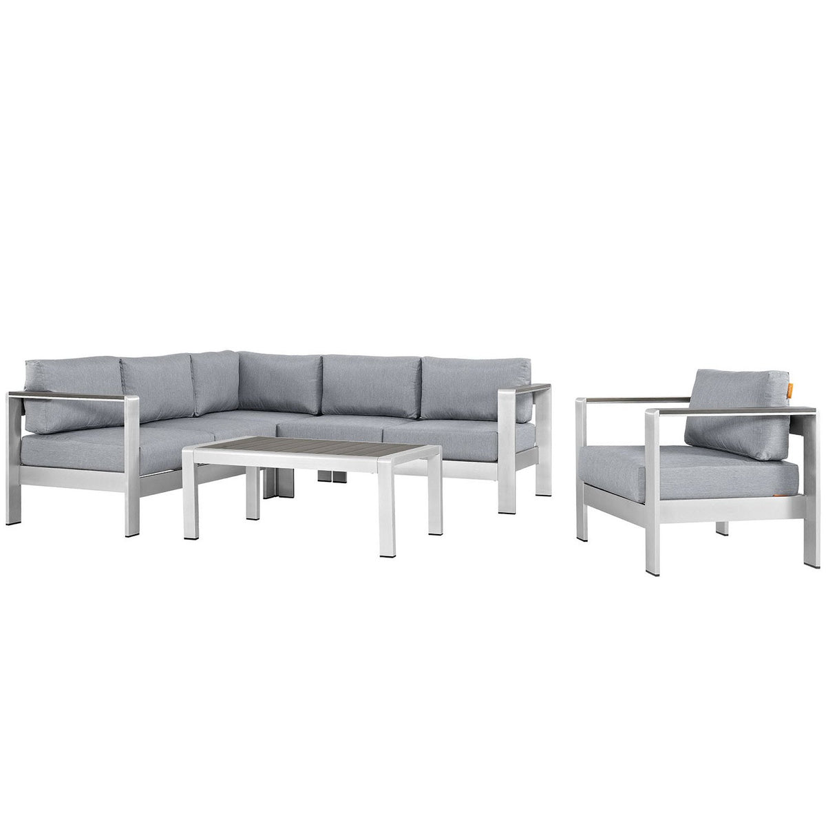 Shore 5 Piece Outdoor Aluminum Sectional Sofa Set