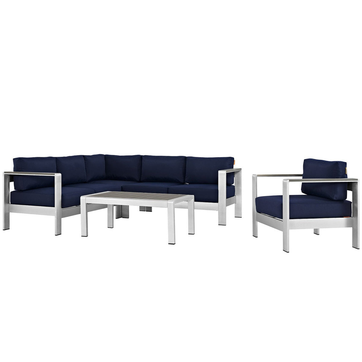 Shore 5 Piece Outdoor Aluminum Sectional Sofa Set