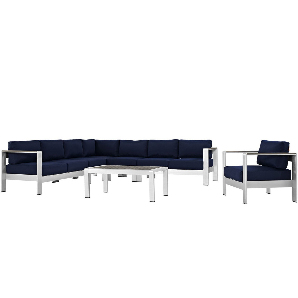 Shore 7 Piece Outdoor Aluminum Sectional Sofa Set