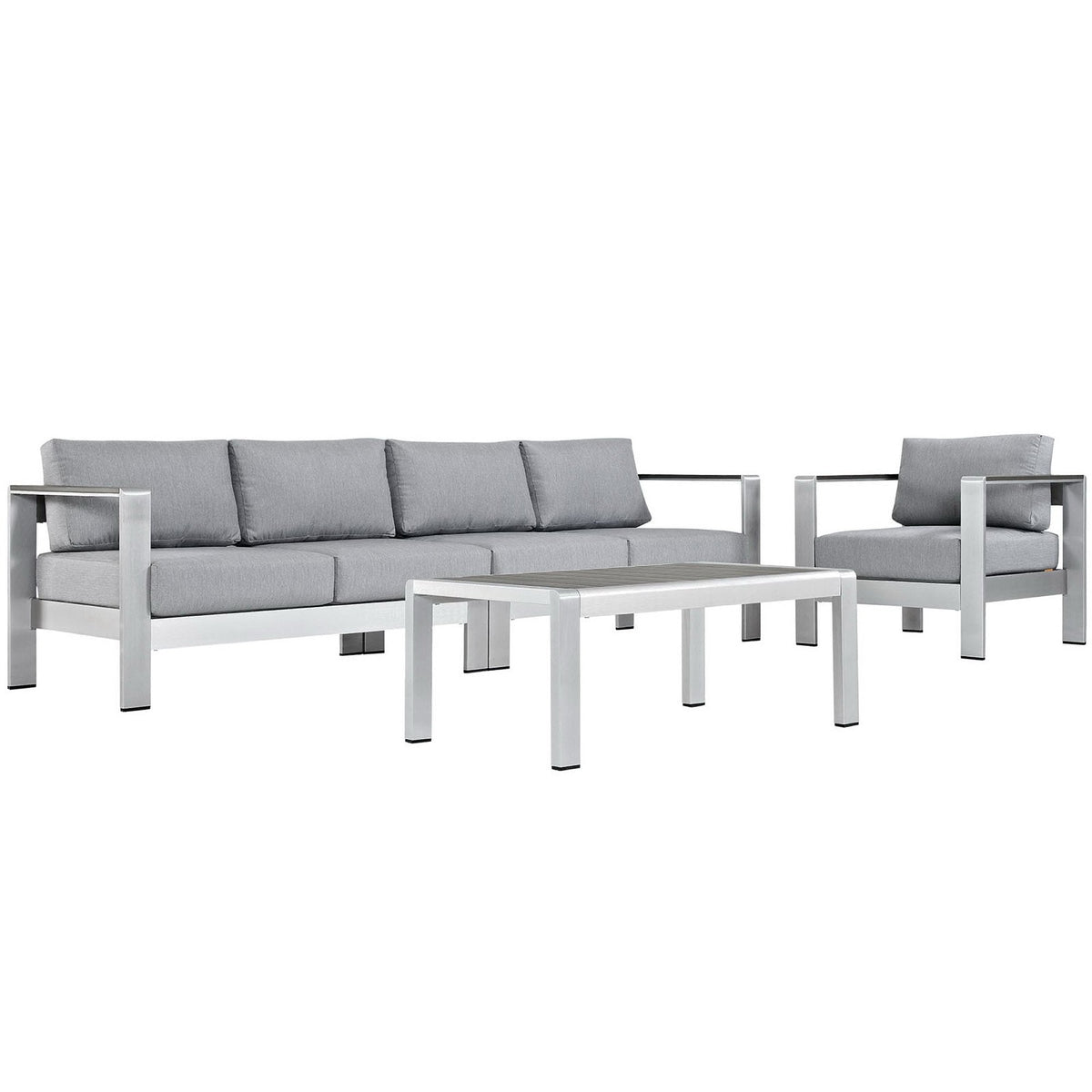 Shore 4 Piece Outdoor Aluminum Sectional Sofa Set