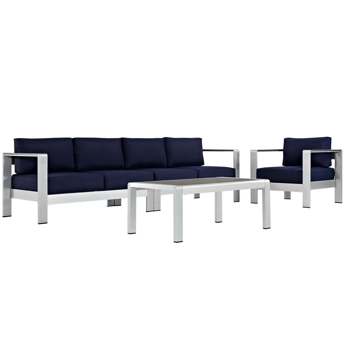 Shore 4 Piece Outdoor Aluminum Sectional Sofa Set