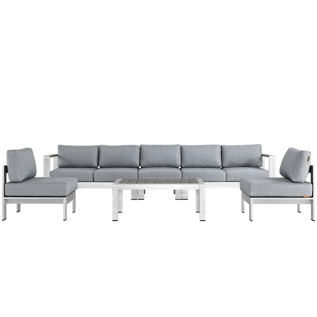 Shore 6 Piece Outdoor Aluminum Sectional Sofa Set