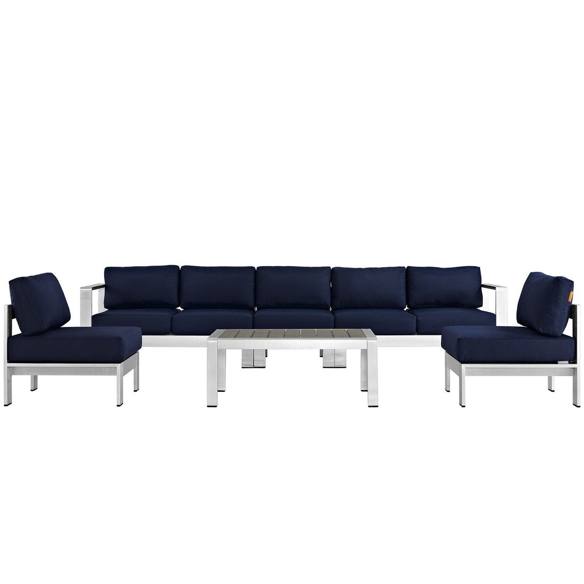 Shore 6 Piece Outdoor Aluminum Sectional Sofa Set