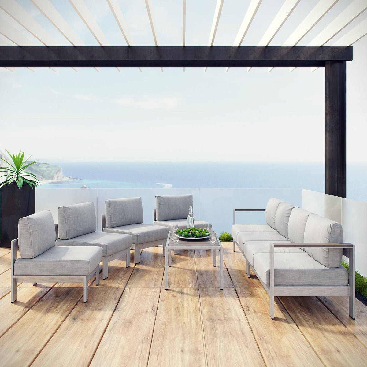 Shore 7 Piece Outdoor Sectional Sofa Set
