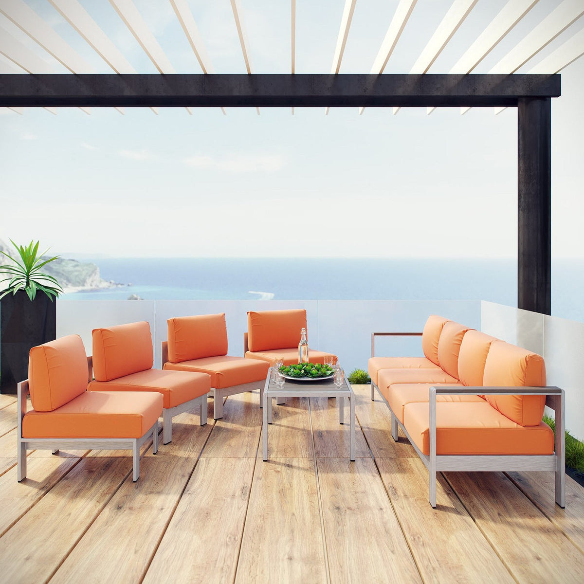 Shore 7 Piece Outdoor Sectional Sofa Set