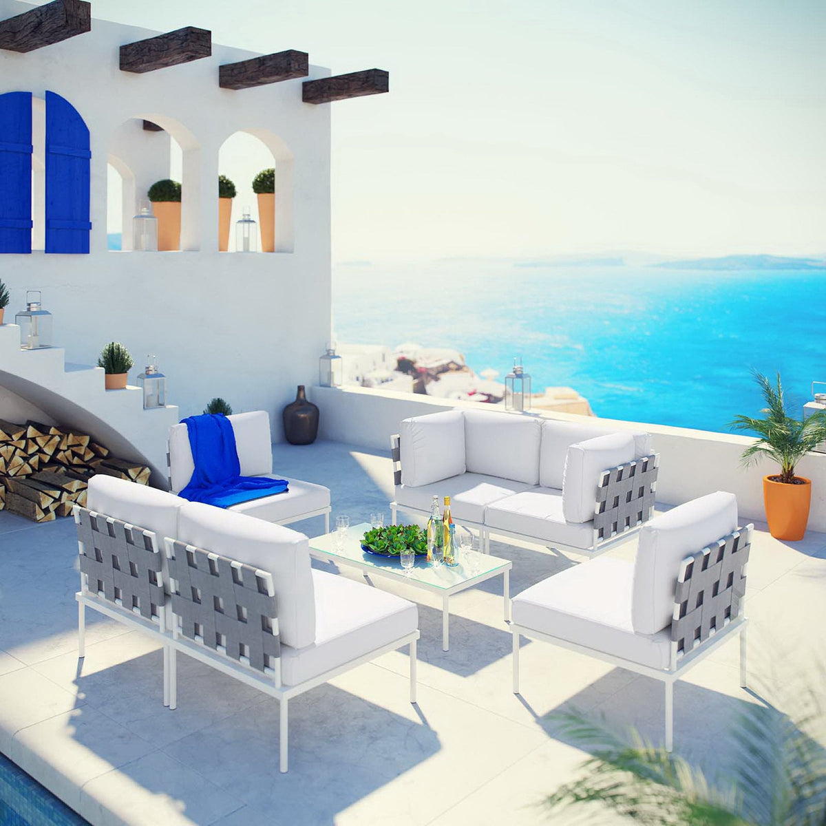 Harmony 7 Piece Outdoor Aluminum Sectional Sofa Set