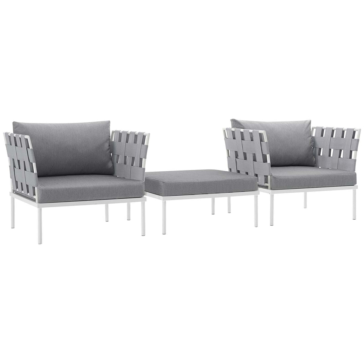 Harmony 3 Piece Outdoor Patio Aluminum Sectional Sofa Set