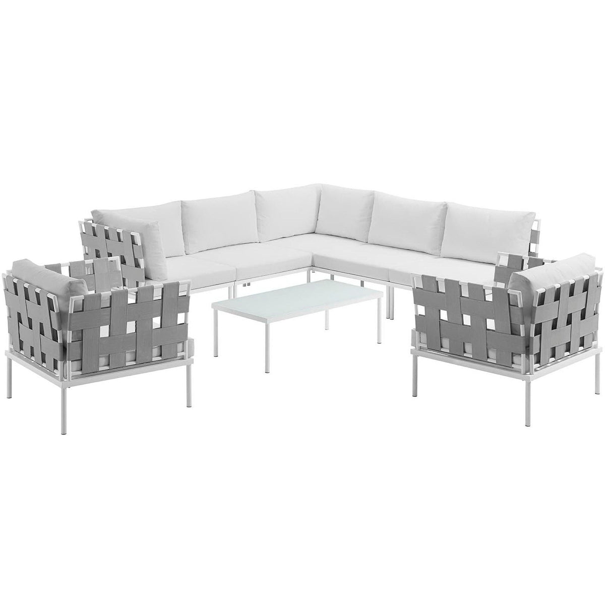 Harmony 8 Piece Outdoor Aluminum Sectional Sofa Set