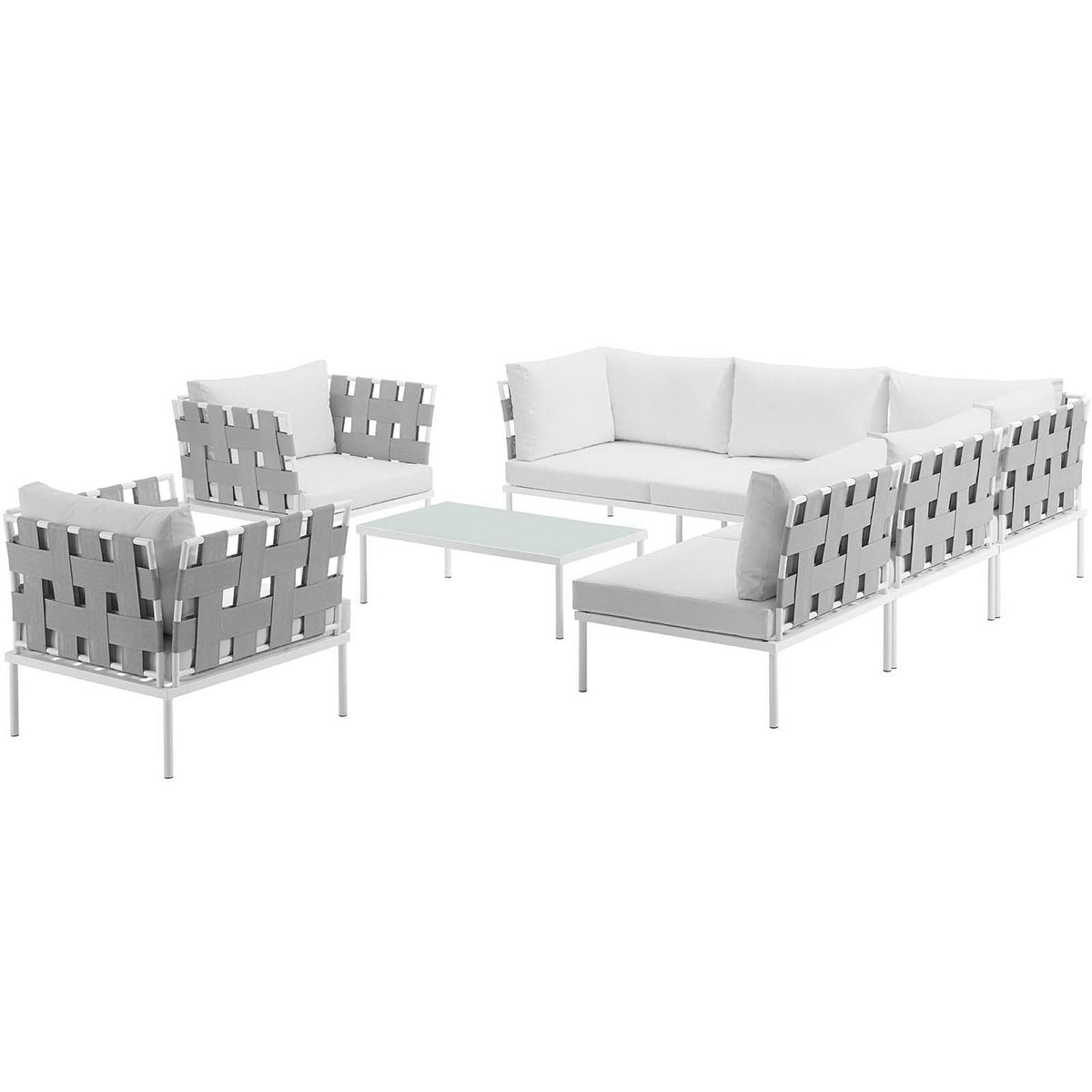 Harmony 8 Piece Outdoor Aluminum Sectional Sofa Set