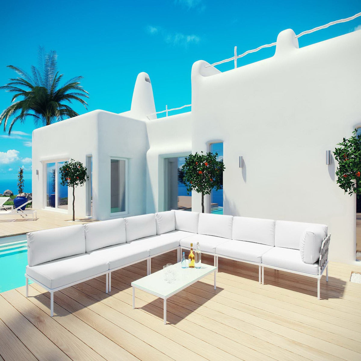 Harmony 8 Piece Outdoor Aluminum Sectional Sofa Set