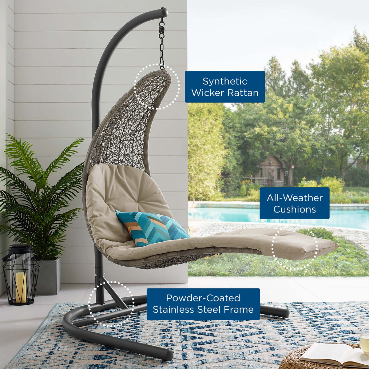 Landscape Hanging Chaise Lounge Outdoor Swing Chair