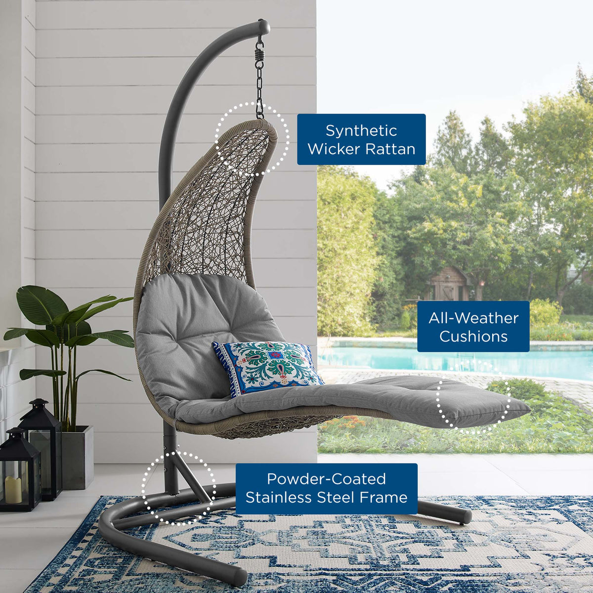 Landscape Hanging Chaise Lounge Outdoor Swing Chair