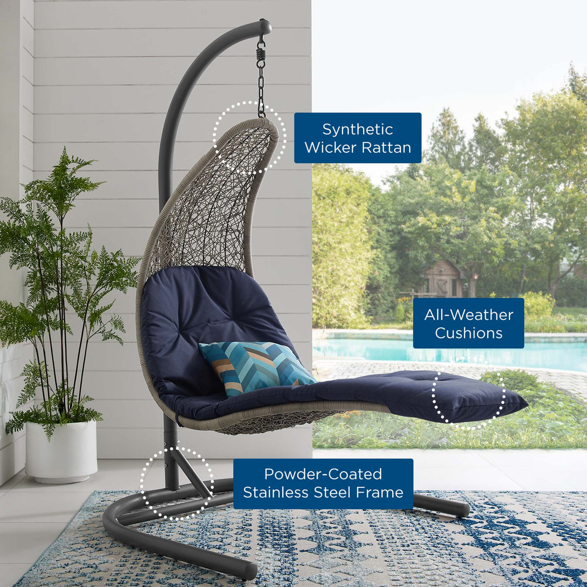 Landscape Hanging Chaise Lounge Outdoor Swing Chair