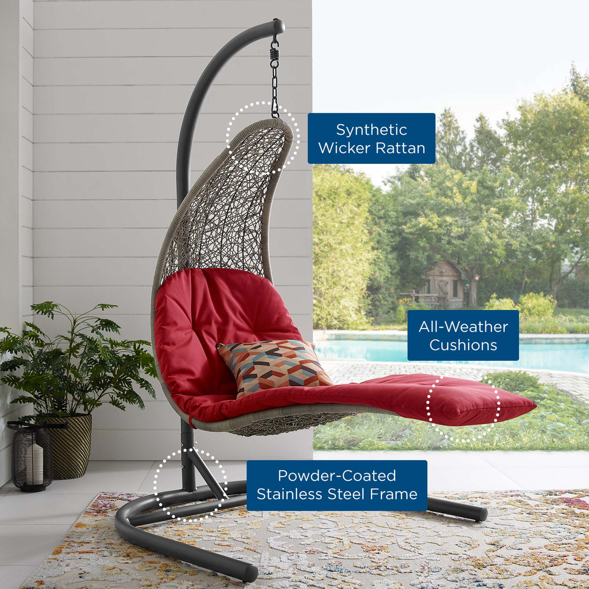 Landscape Hanging Chaise Lounge Outdoor Swing Chair