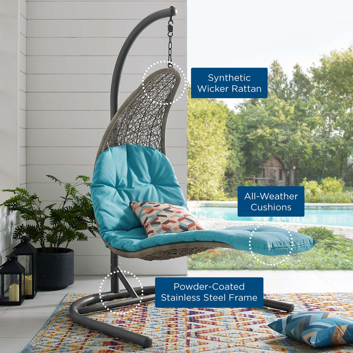 Landscape Hanging Chaise Lounge Outdoor Swing Chair