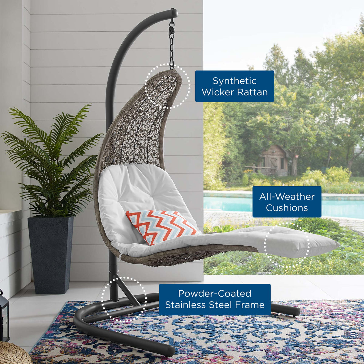 Landscape Hanging Chaise Lounge Outdoor Swing Chair