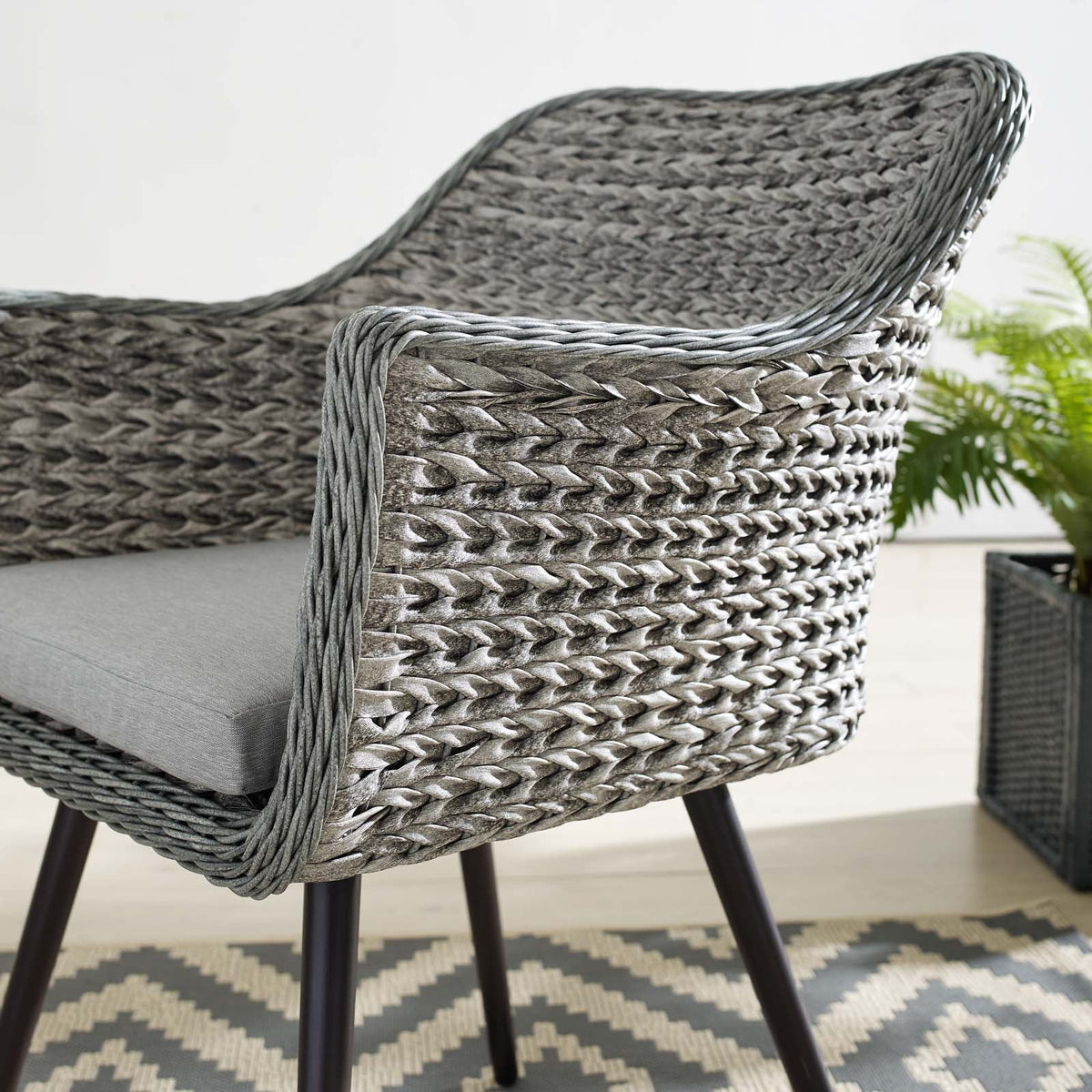 Endeavor Outdoor Patio Wicker Rattan Dining Armchair - view 5
