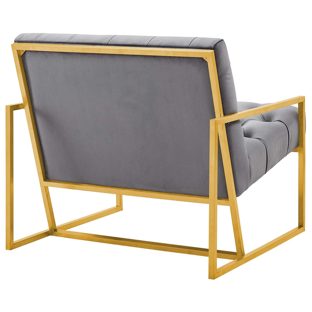 Bequest Gold Stainless Steel Performance Velvet Accent Chair, Gray - view 3