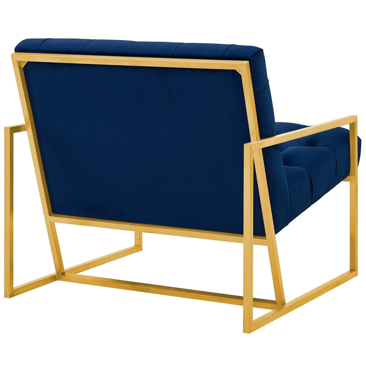 Bequest Gold Stainless Steel Performance Velvet Accent Chair, Navy - view 3