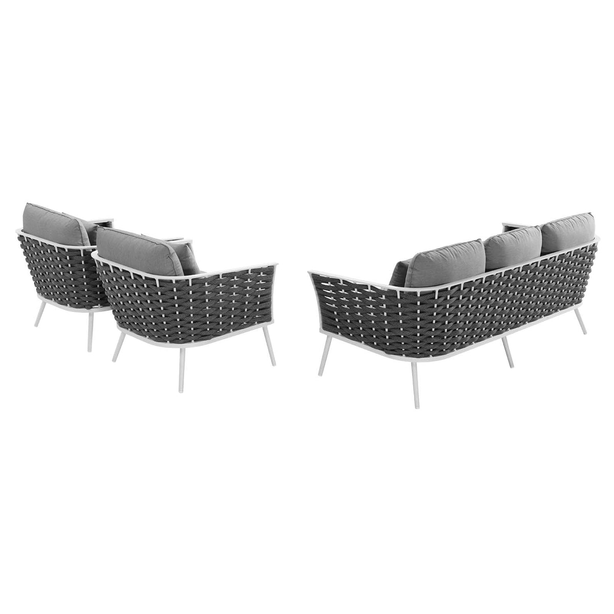Stance 3 Piece Outdoor Patio Aluminum Sectional Sofa Set - view 2