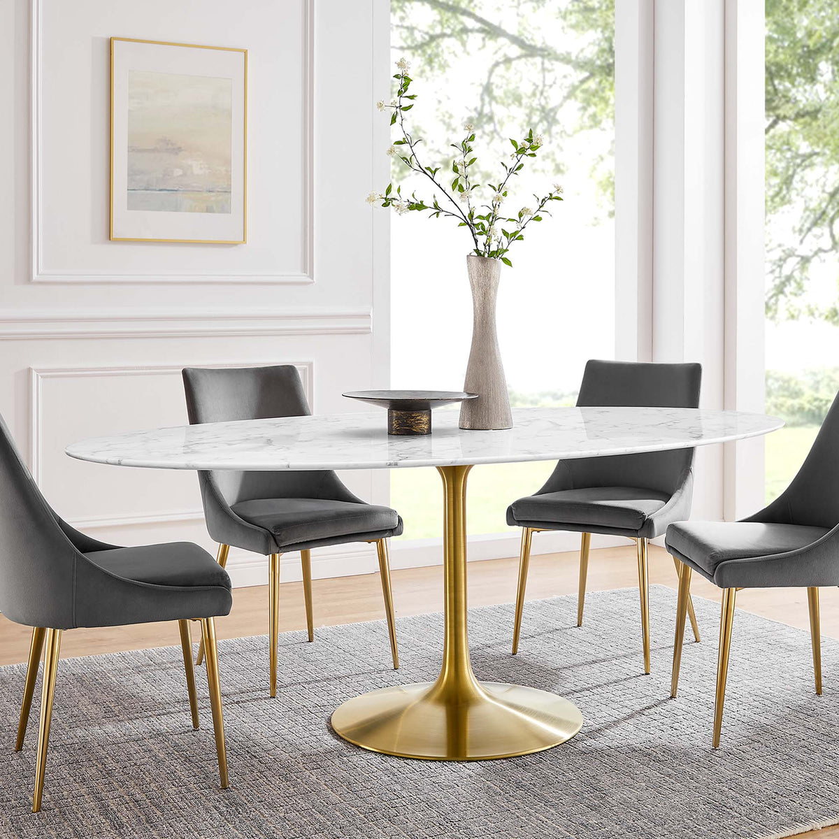 Lippa Oval Artificial Marble Dining Table