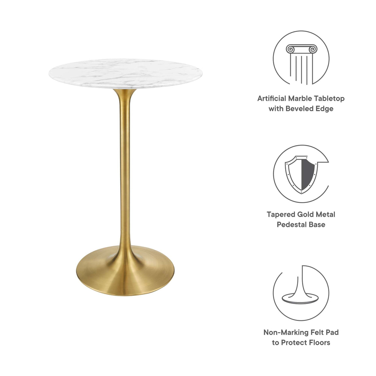 Lippa Round Artificial Marble Bar Table - view 19