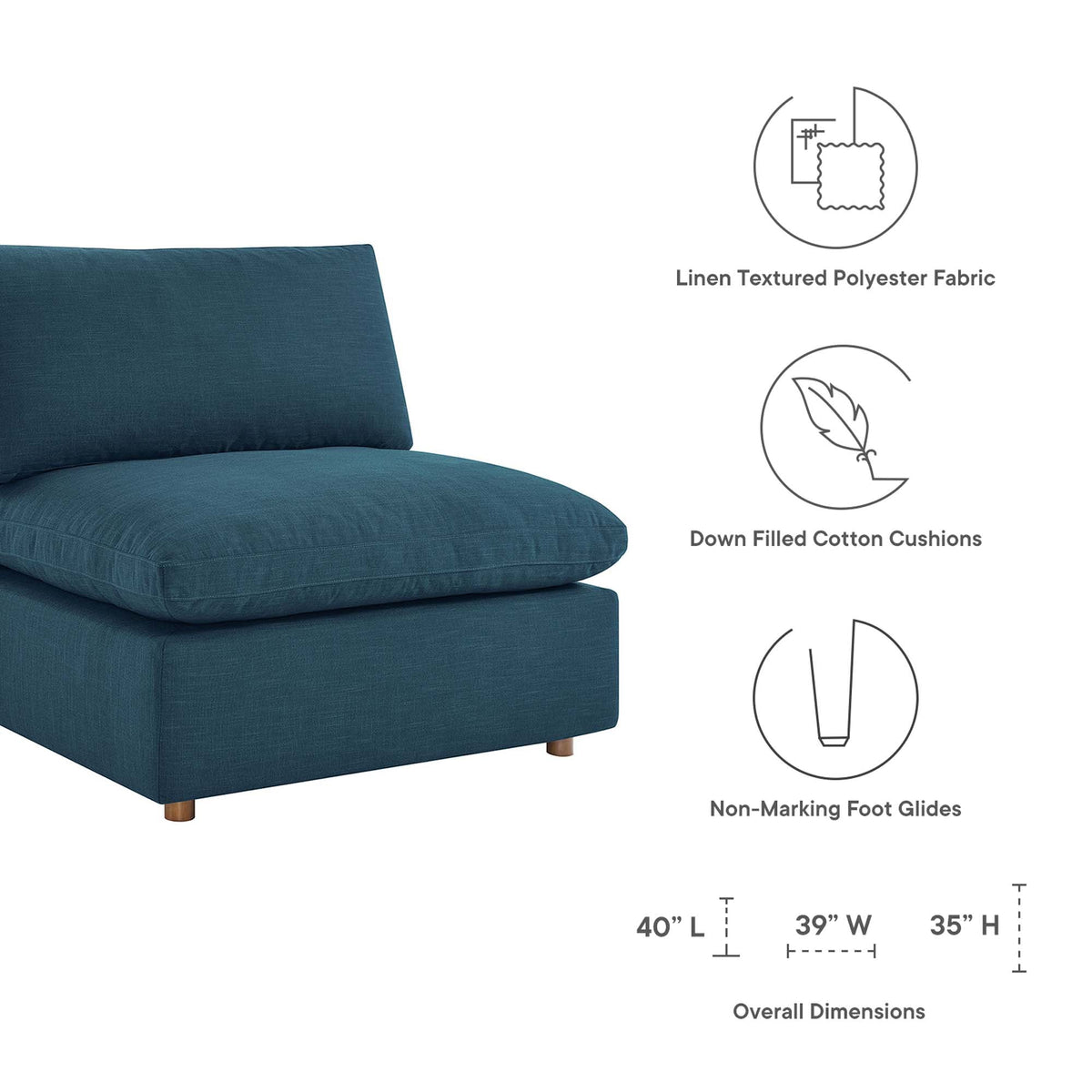 Commix Down Filled Overstuffed Armless Chair - view 45