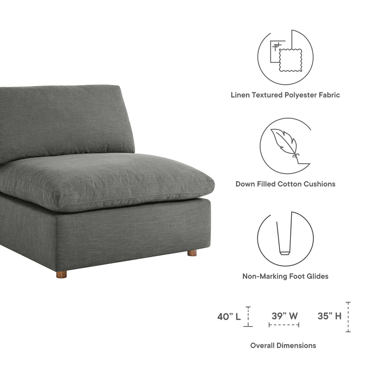 Commix Down Filled Overstuffed Armless Chair - view 46
