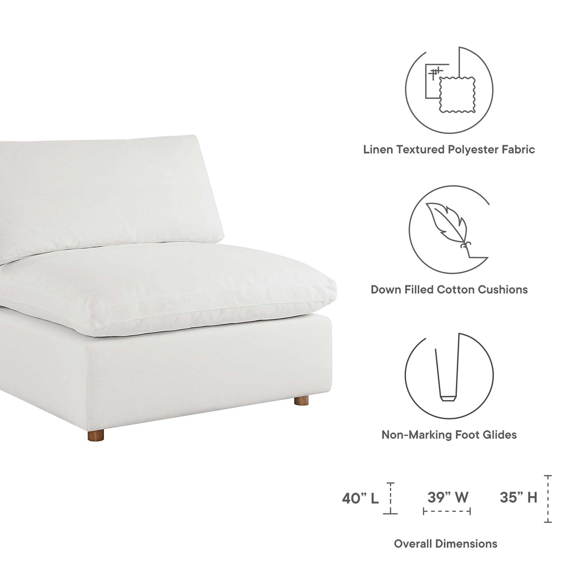 Commix Down Filled Overstuffed Armless Chair - view 48
