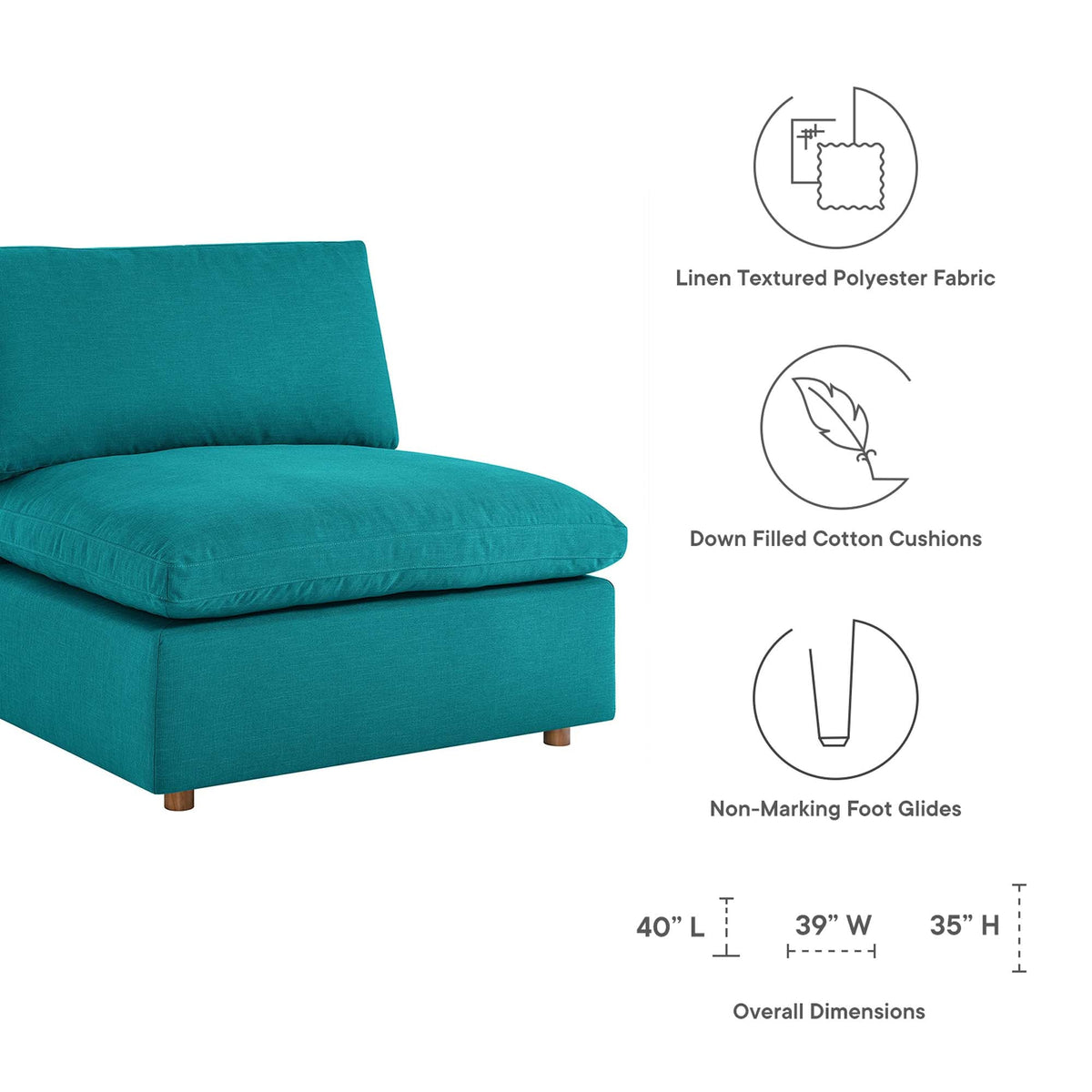 Commix Down Filled Overstuffed Armless Chair - view 44