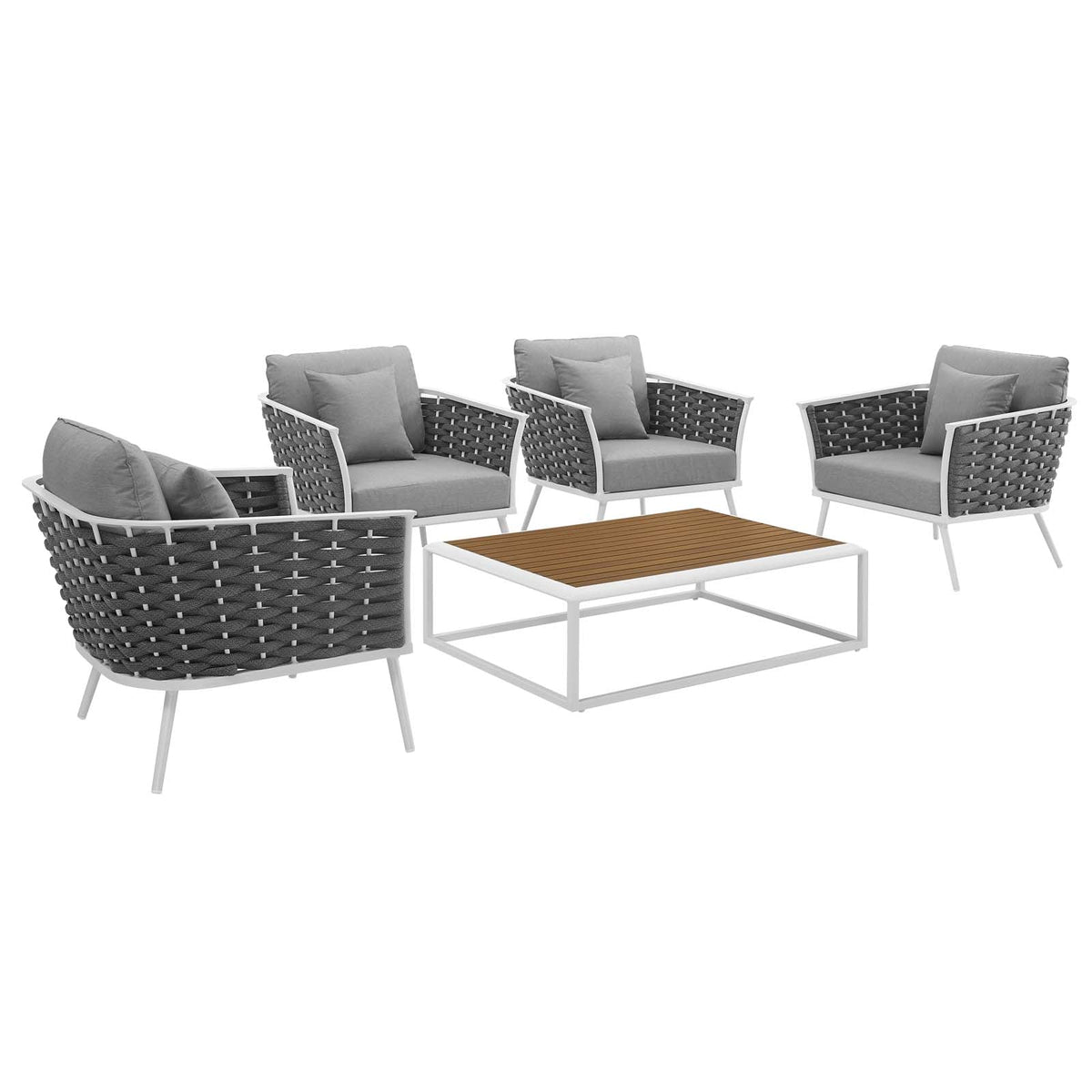 Stance 5 Piece Outdoor Patio Aluminum Sectional Sofa Set - view 1