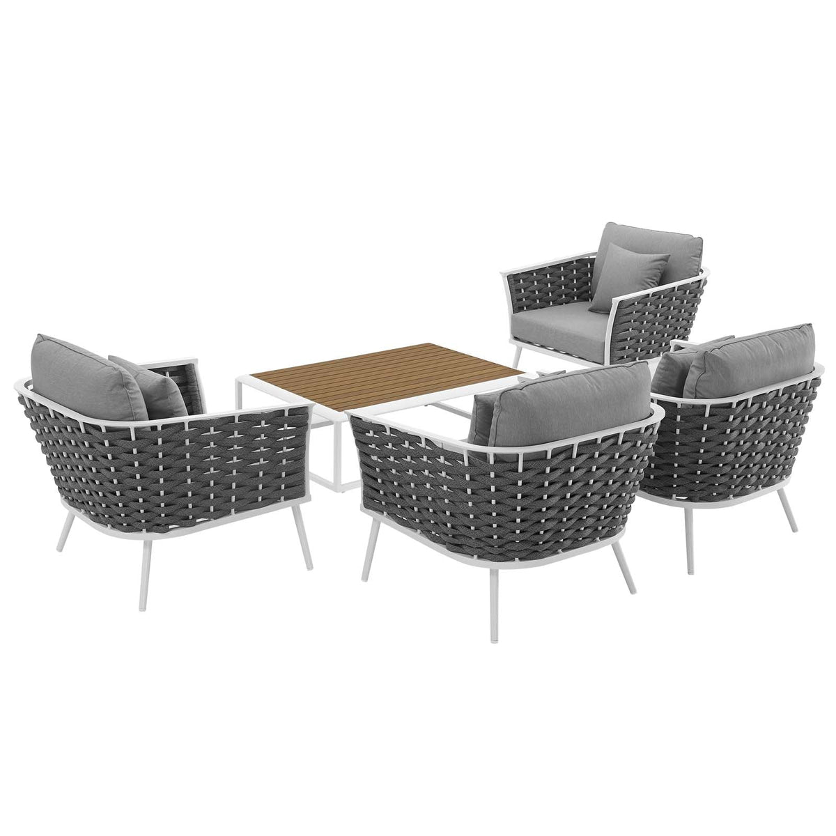 Stance 5 Piece Outdoor Patio Aluminum Sectional Sofa Set - view 3