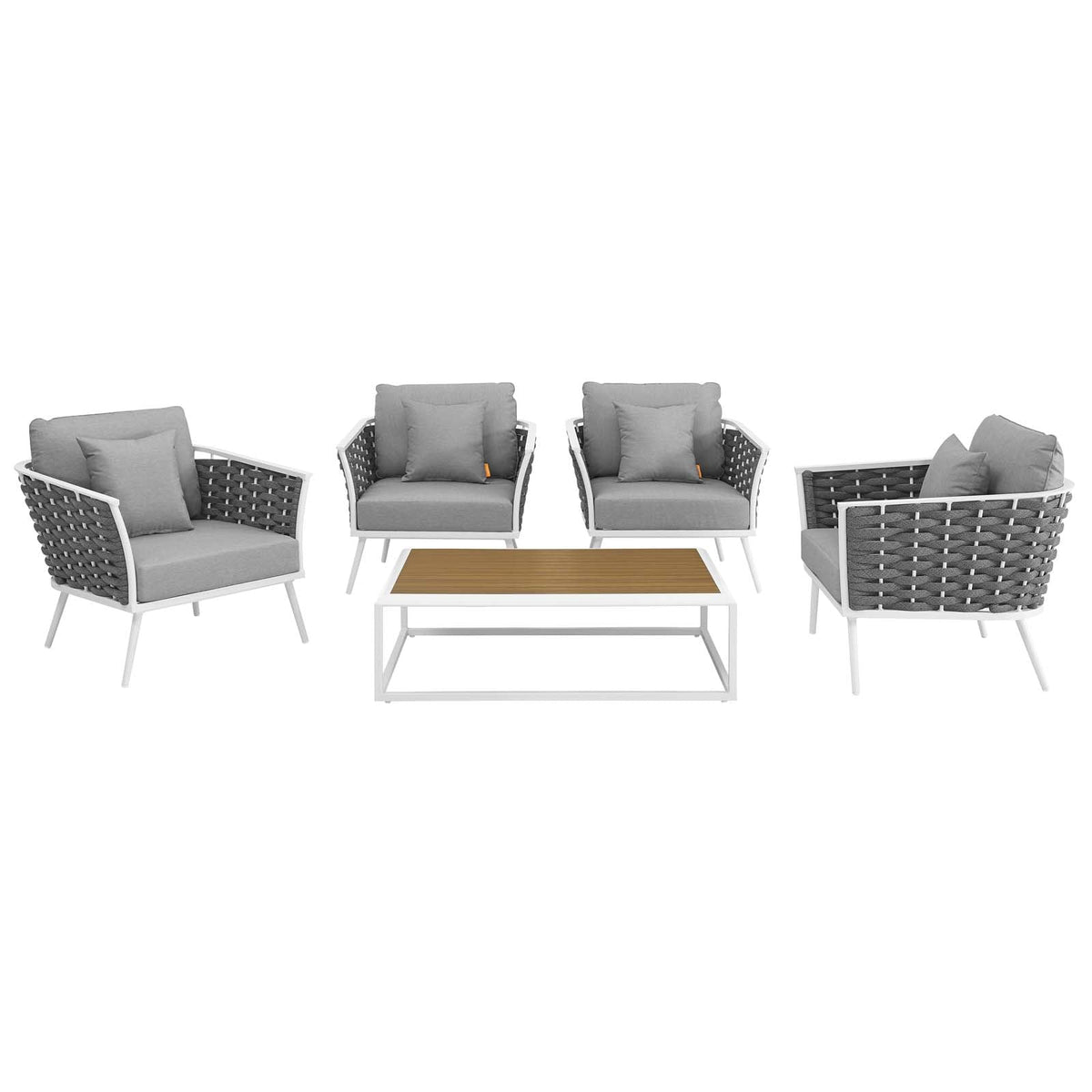 Stance 5 Piece Outdoor Patio Aluminum Sectional Sofa Set - view 5