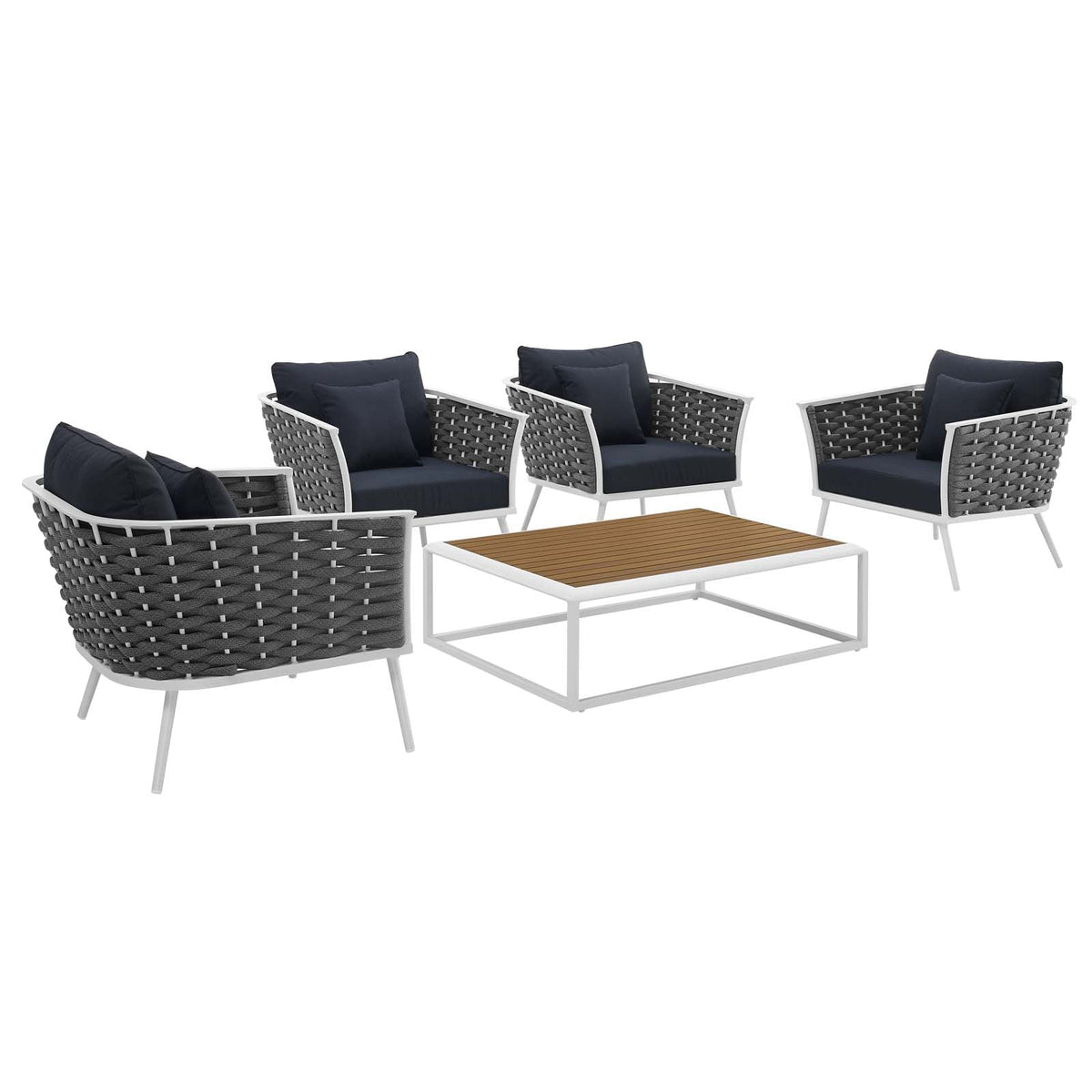 Stance 5 Piece Outdoor Patio Aluminum Sectional Sofa Set - view 2