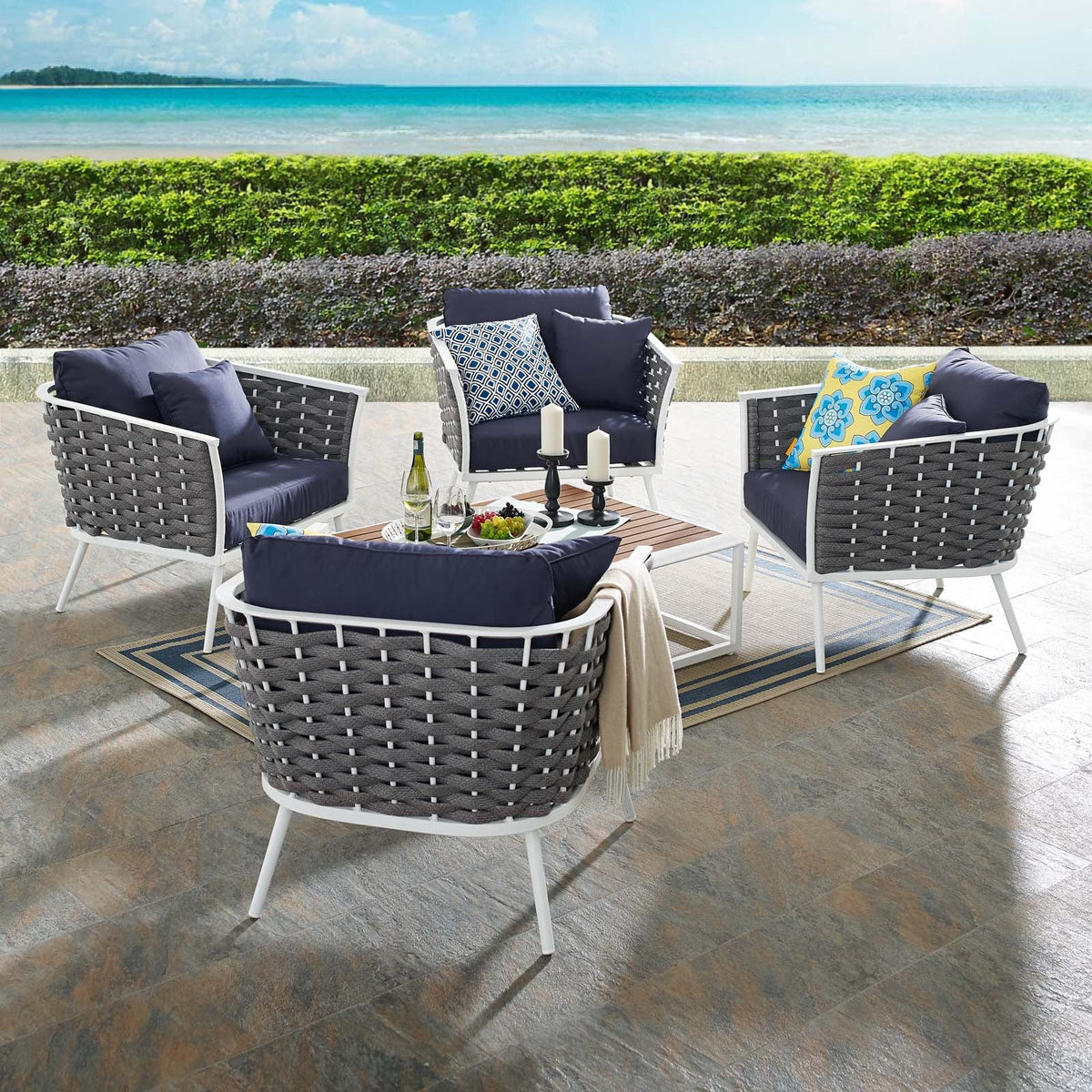 Stance 5 Piece Outdoor Patio Aluminum Sectional Sofa Set - view 16