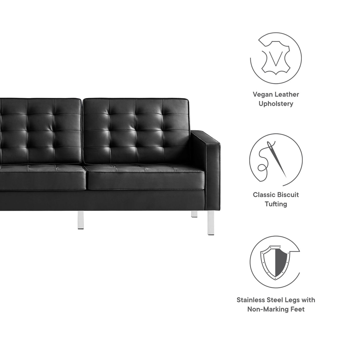 Loft Tufted Vegan Leather Sofa - view 26