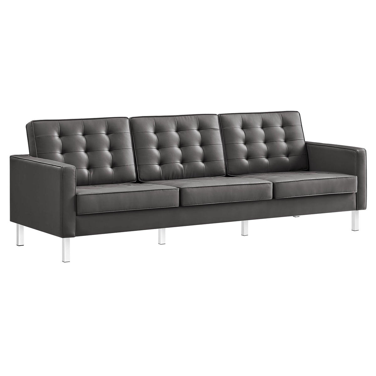 Loft Tufted Vegan Leather Sofa - view 3