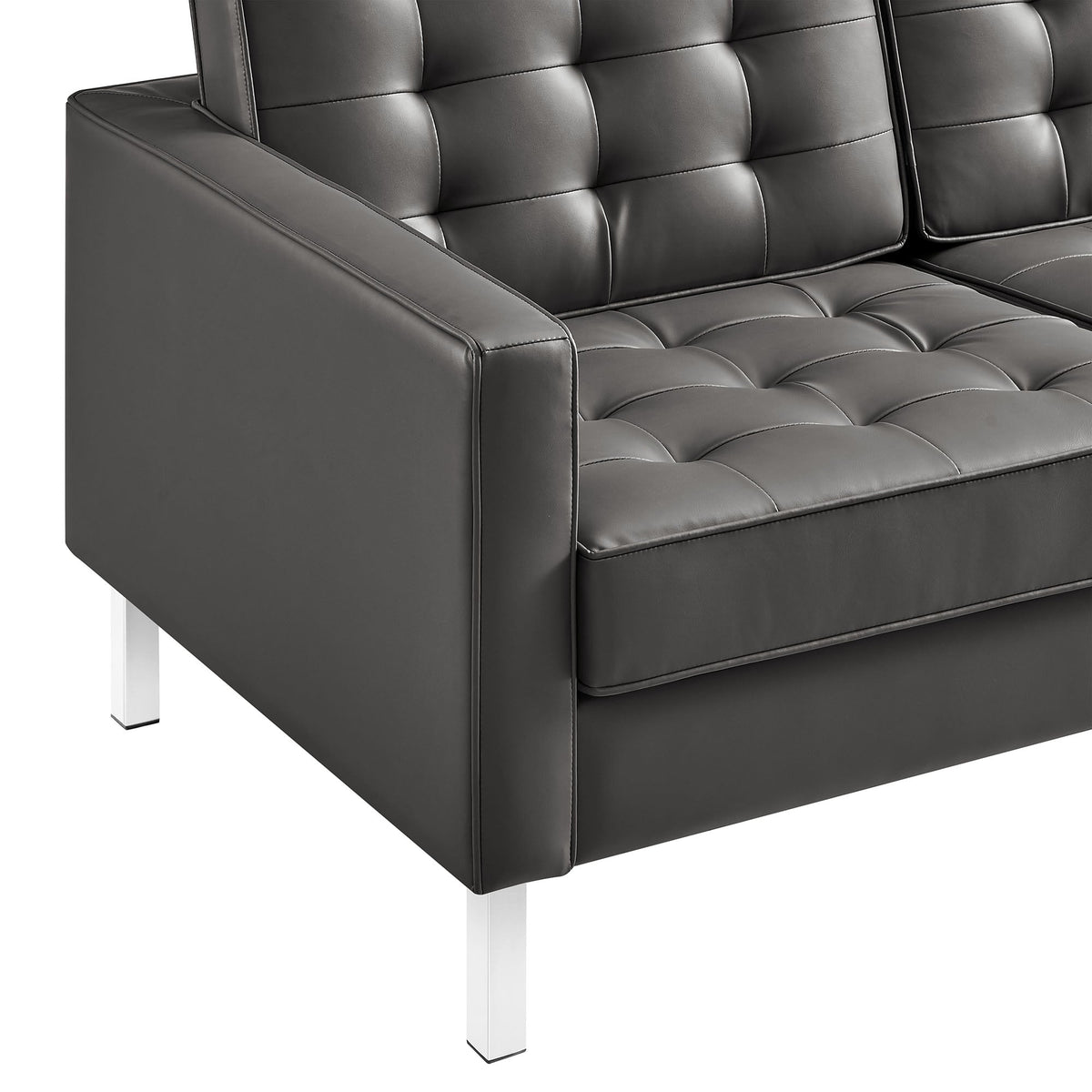 Loft Tufted Vegan Leather Sofa - view 19