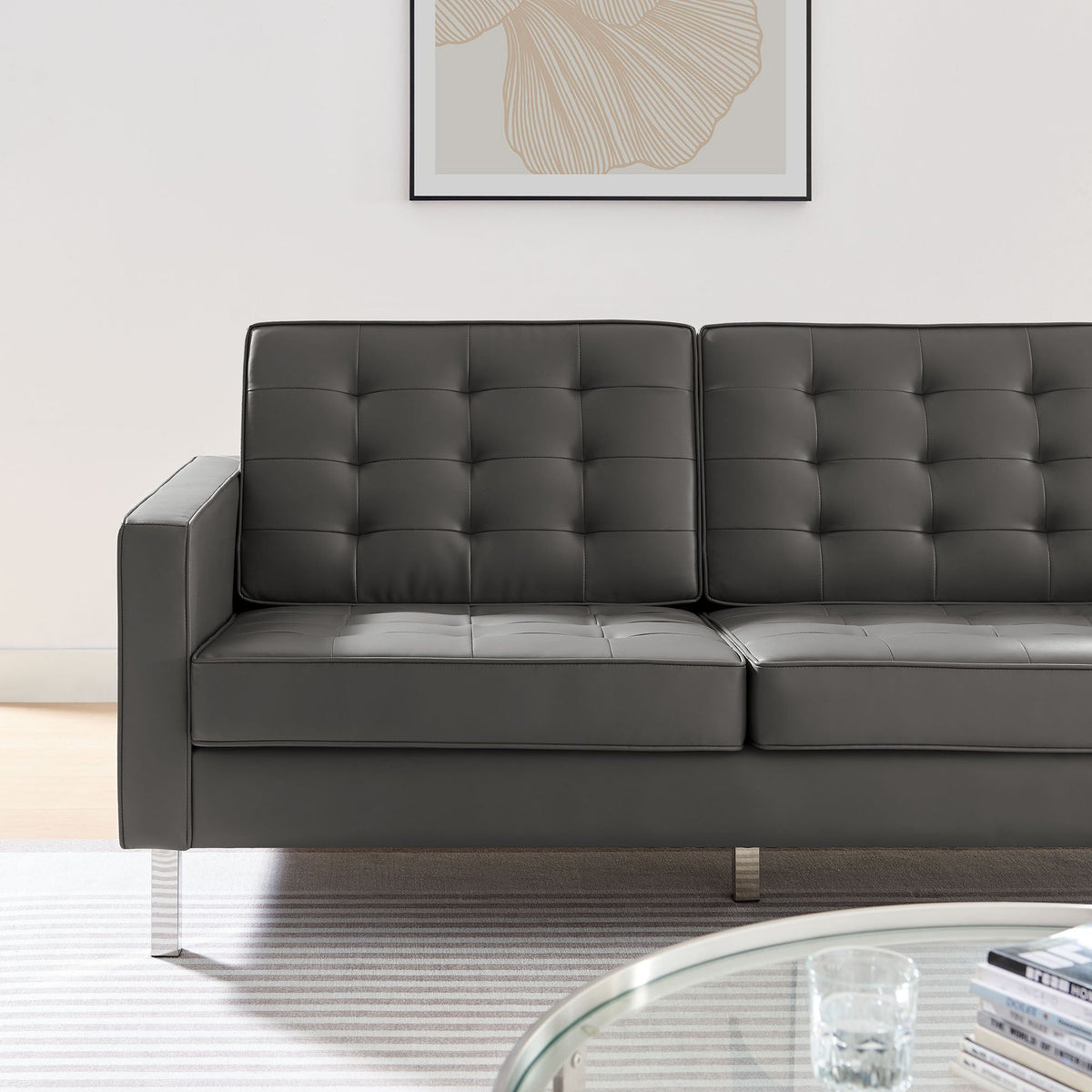 Loft Tufted Vegan Leather Sofa - view 23