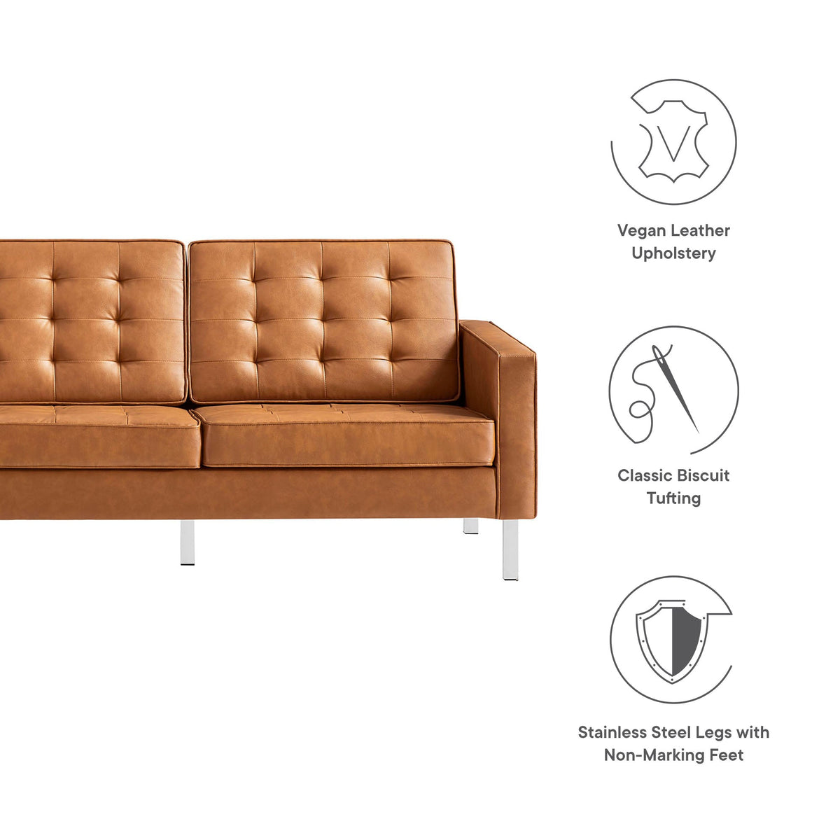 Loft Tufted Vegan Leather Sofa - view 29