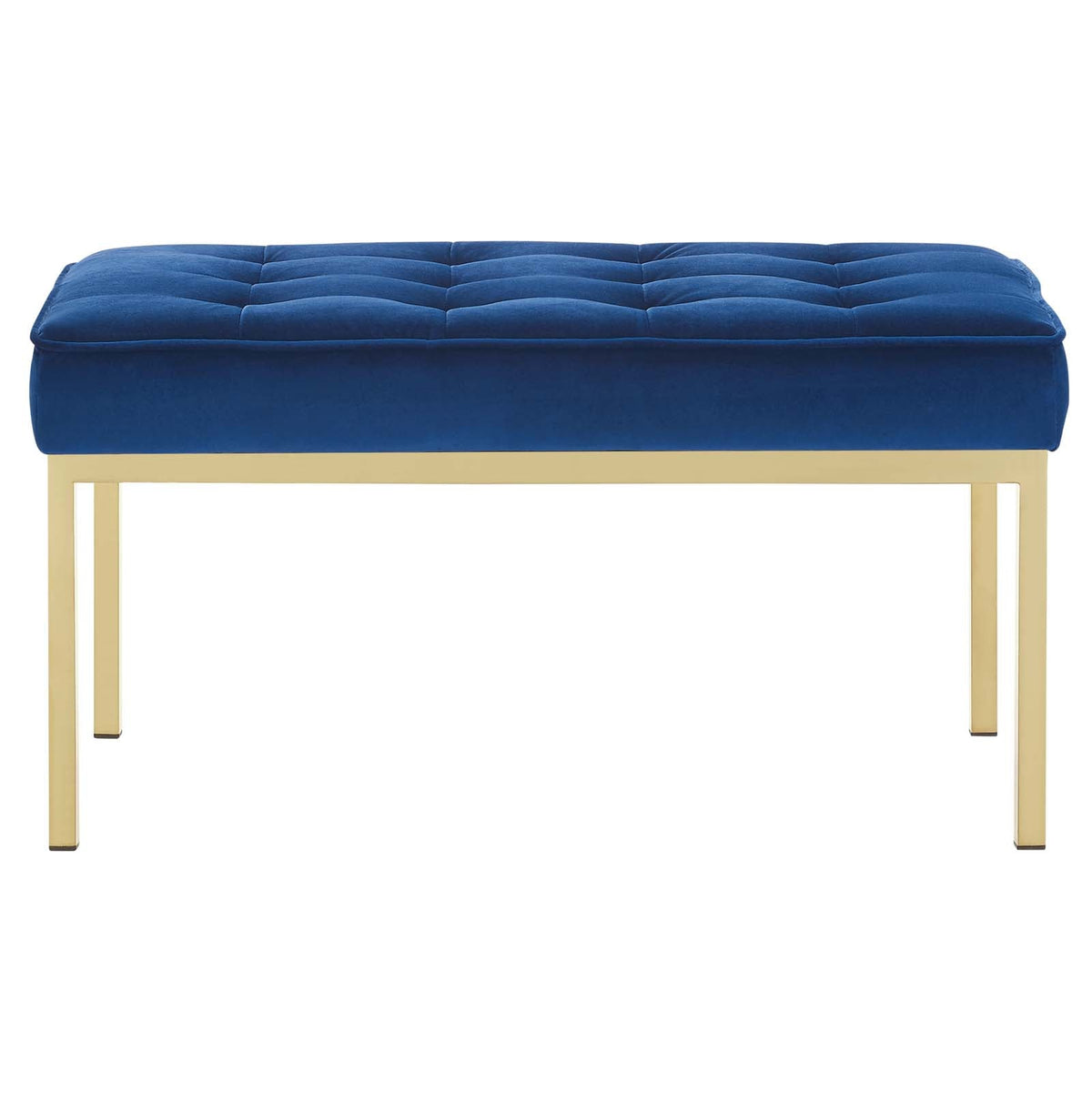 Loft Gold Stainless Steel Leg Medium Performance Velvet Bench, Gold Navy - view 3