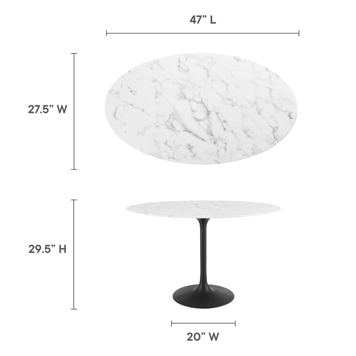 Lippa Oval Artificial Marble Dining Table