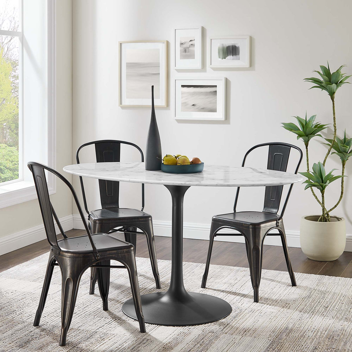 Lippa Oval Artificial Marble Dining Table