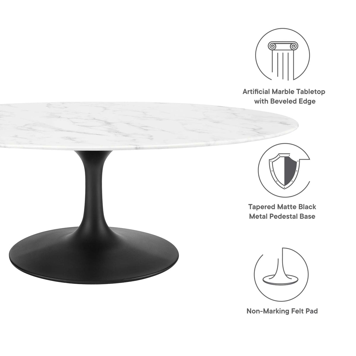 Lippa Oval Artificial Marble Coffee Table