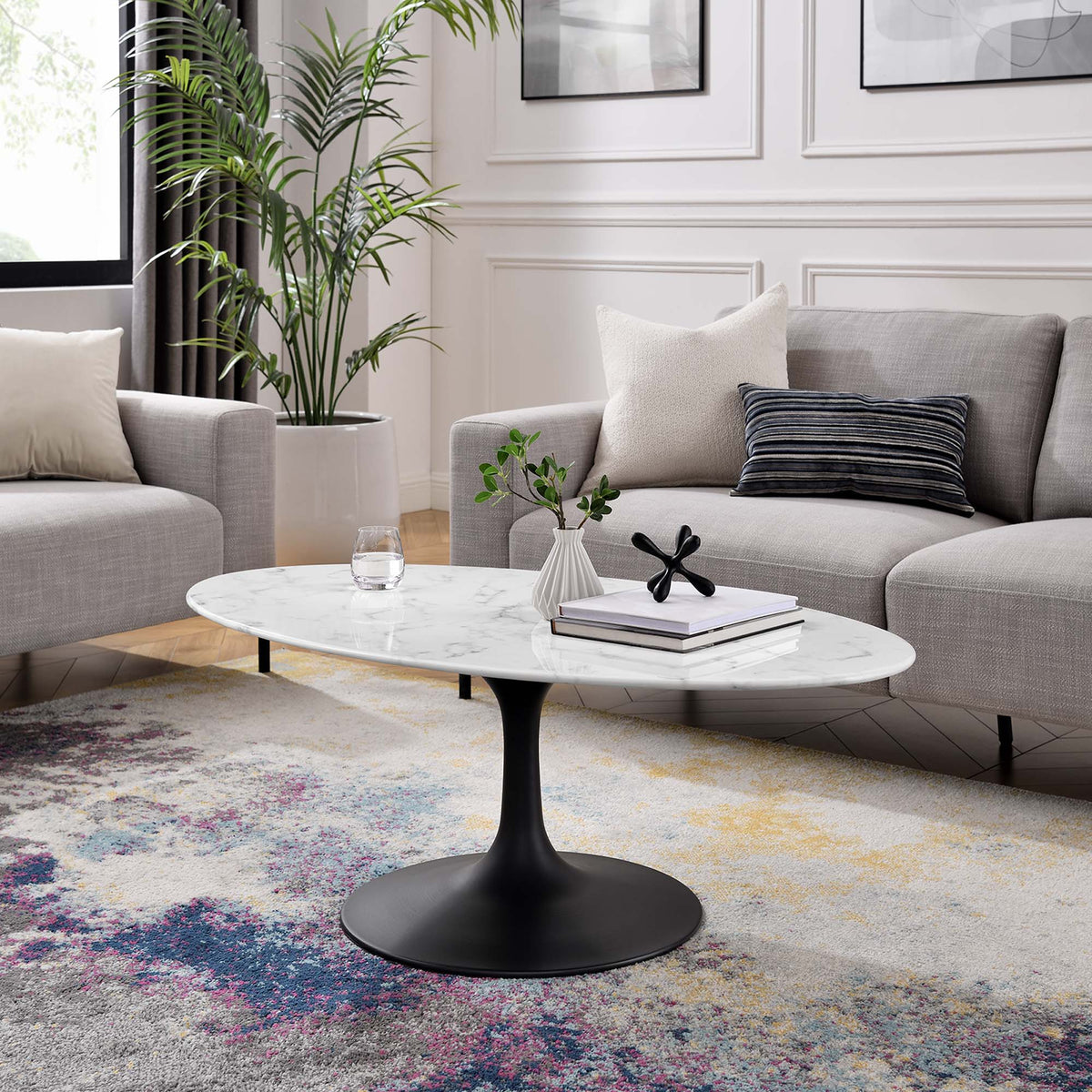 Lippa Oval Artificial Marble Coffee Table