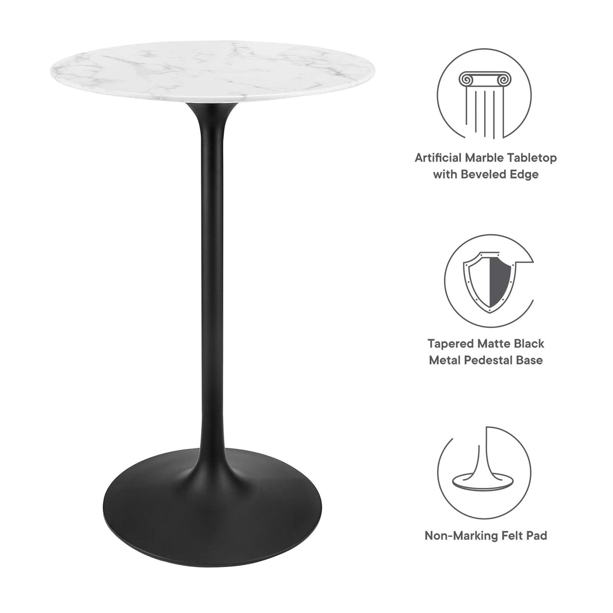 Lippa Round Artificial Marble Bar Table - view 21