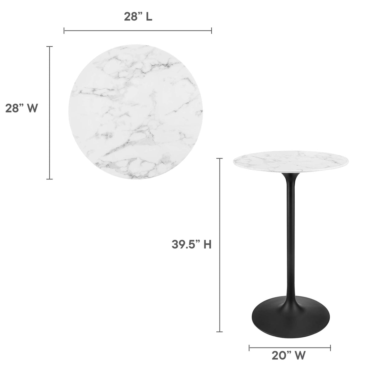 Lippa Round Artificial Marble Bar Table - view 27
