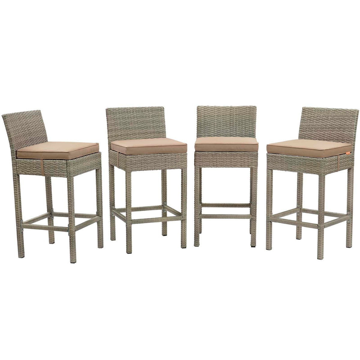 Conduit Outdoor Patio Wicker Rattan Bar Stool Set of 4