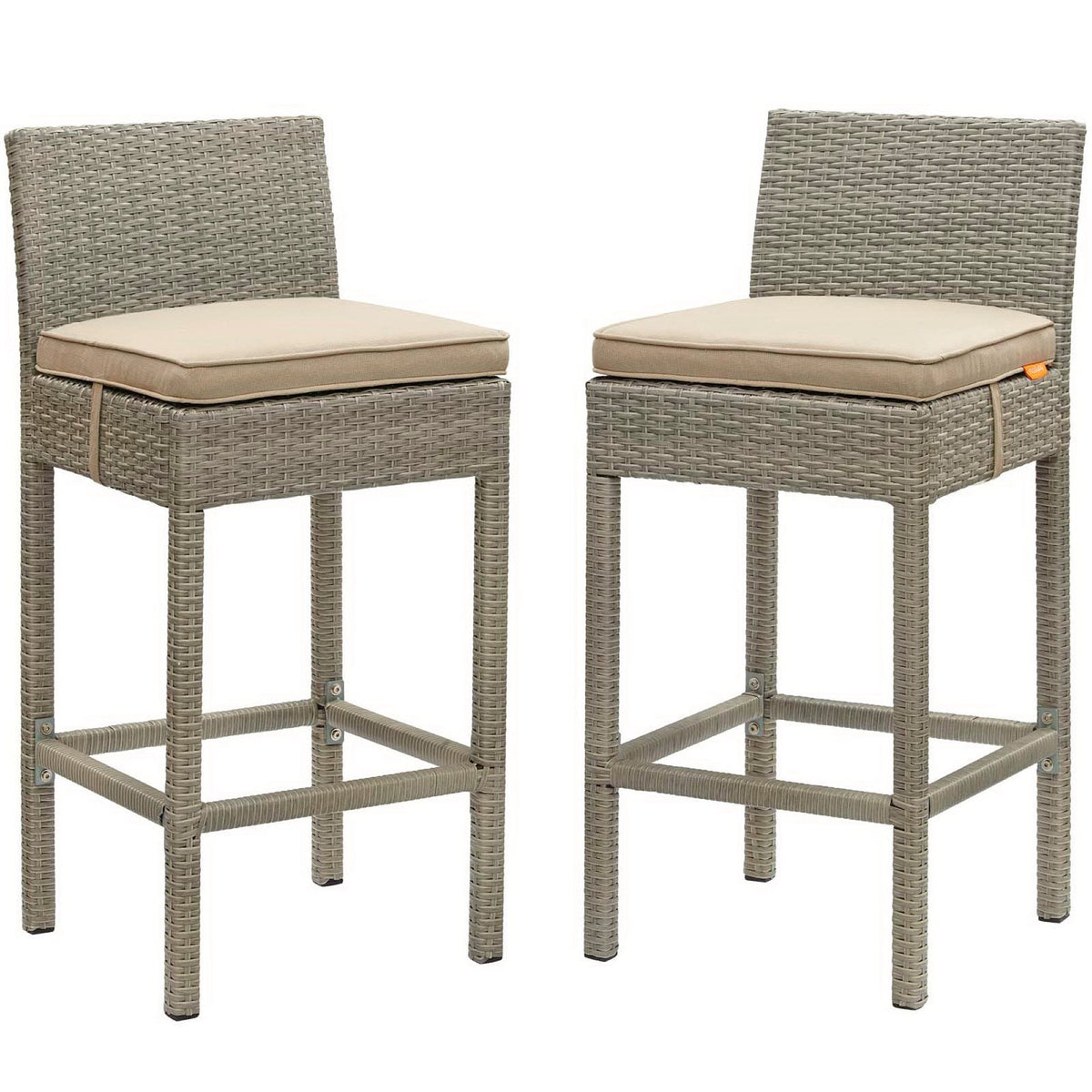 Conduit Outdoor Wicker Rattan Bar Stool Set of 2